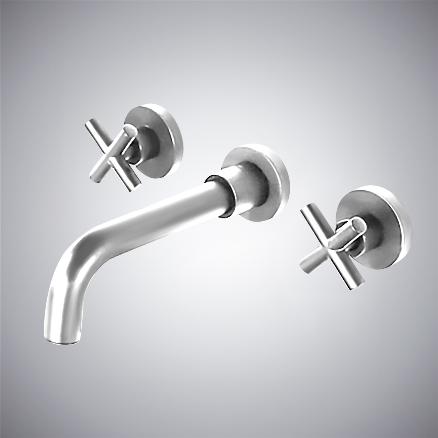 BathSelect Rennes Chrome Finish Wall Mount Dual Cross Handle Bathroom Faucet