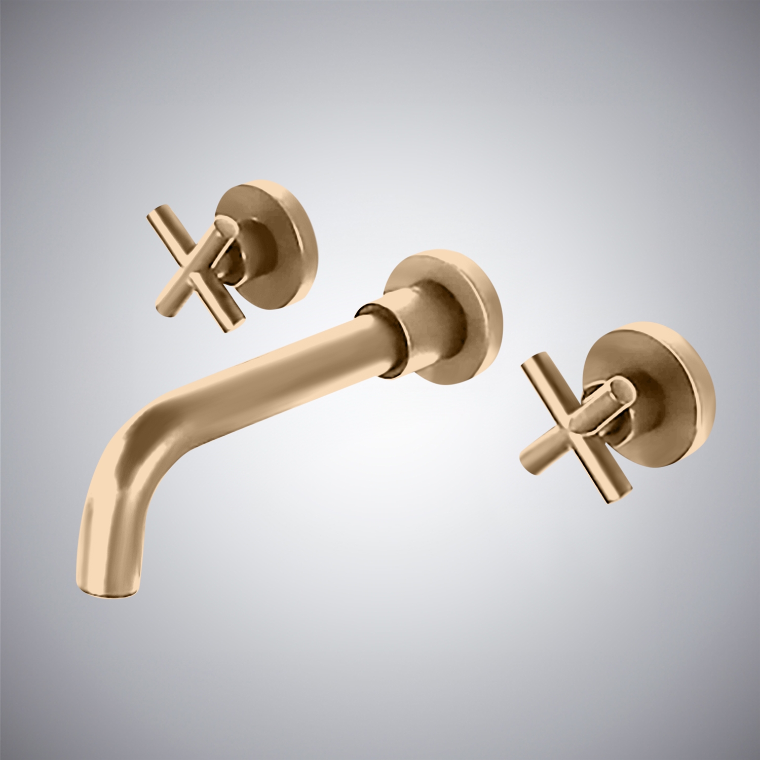 BathSelect Rennes Champagne Finish Wall Mount Dual Cross Handle Bathroom Faucet