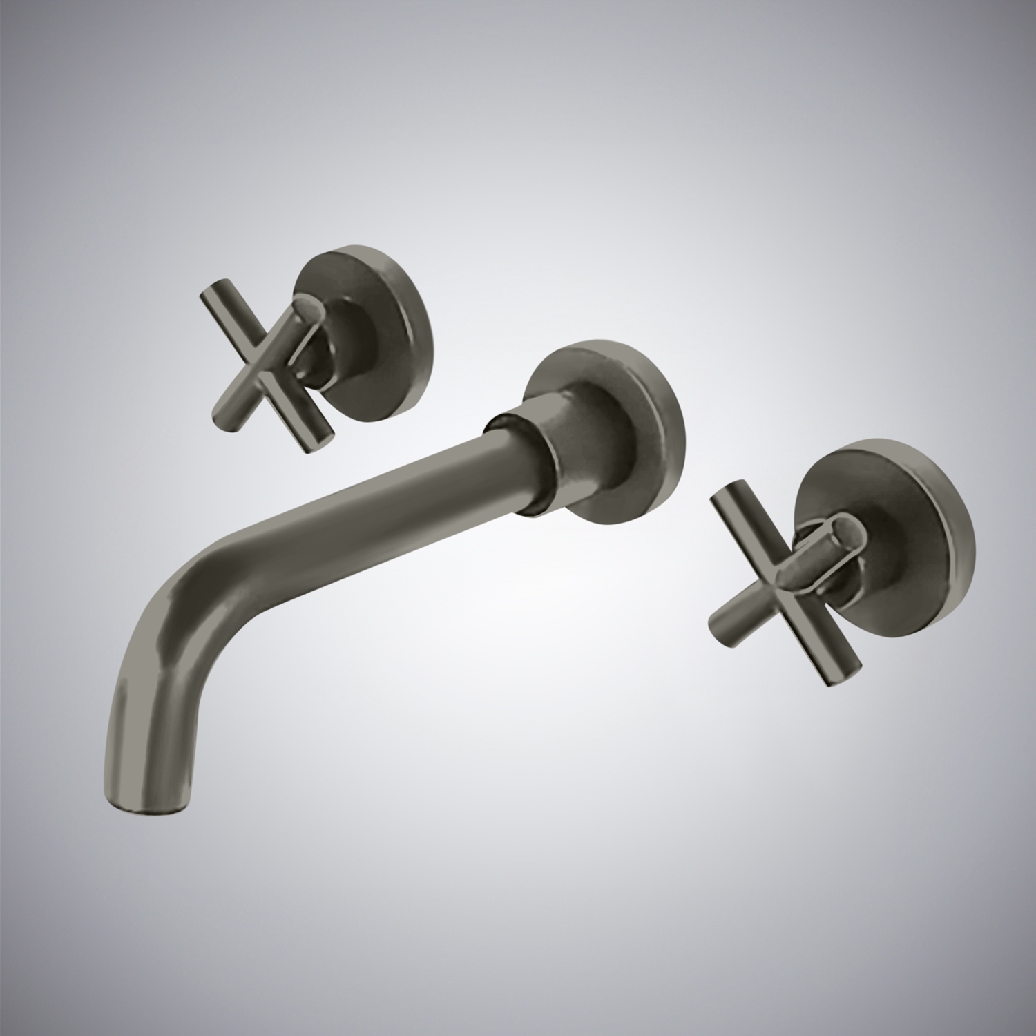 BathSelect Rennes Gun Metal Gray Finish Wall Mount Dual Cross Handle Bathroom Faucet