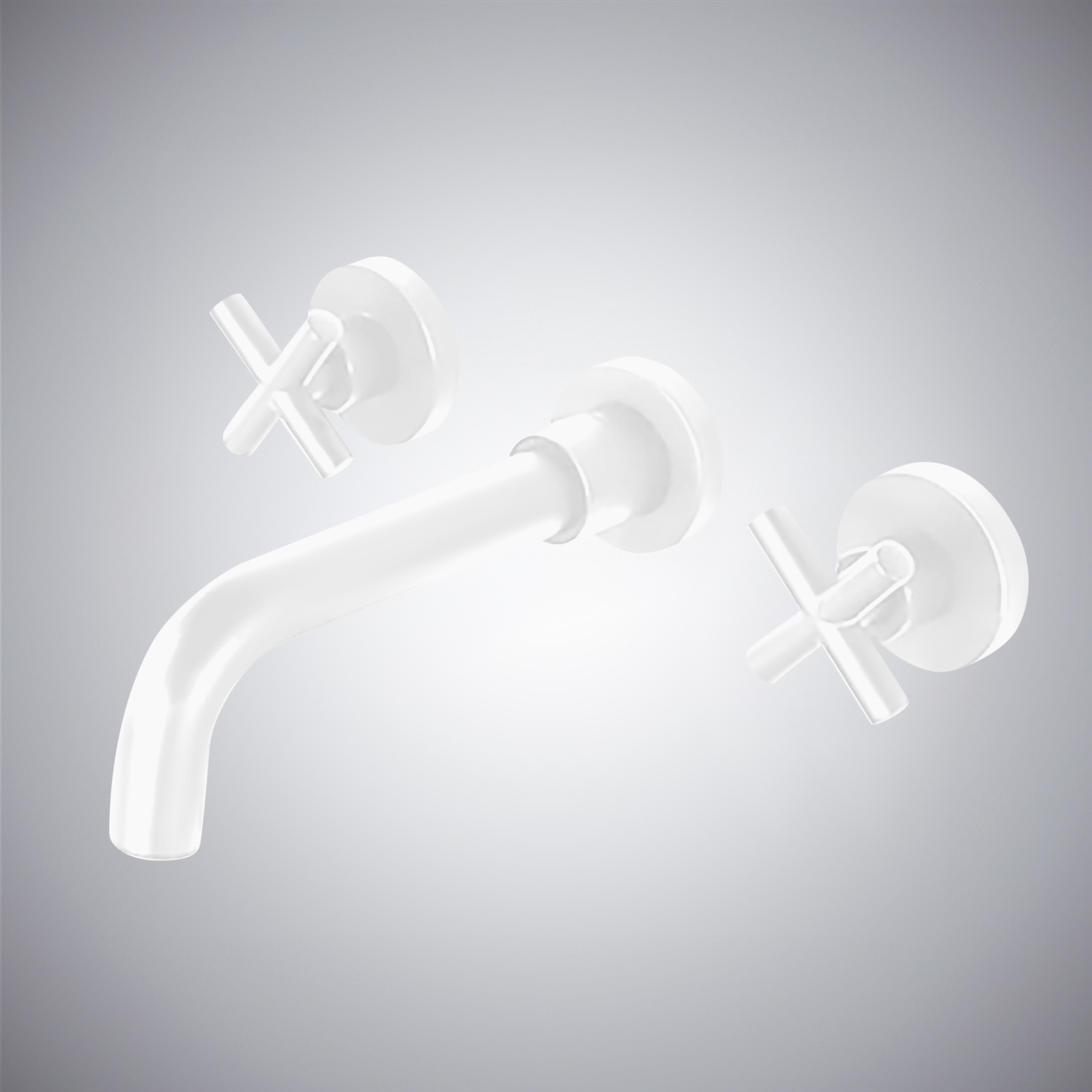 BathSelect Rennes Matte White Finish Wall Mount Dual Cross Handle Bathroom Faucet