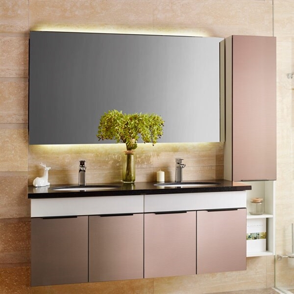 Roma Design Wall Mount Bathroom Vanity Set With Dropped In Dual Ceramic Sink