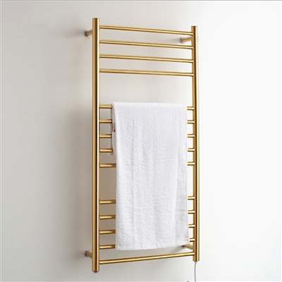 BathSelect Stainless Steel 14 Bar Wall Mount Towel Warmer In Gold Finish