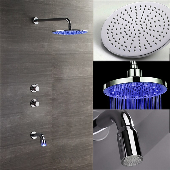 Juno LED Shower Set with Diverter, mixer and led spout