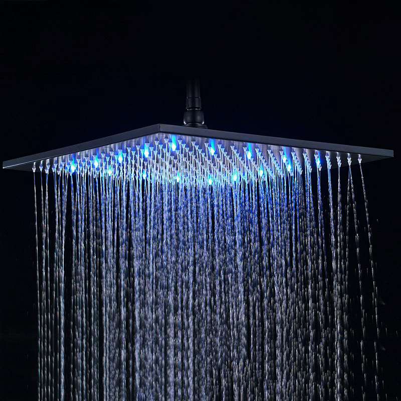 8" Oil Rubbed Bronze Sqaure Color Changing LED Rain Shower Head