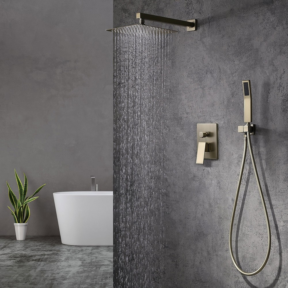 Reno Square Rain Shower Head With 2 Way Shower Mixer And Handheld Shower Set