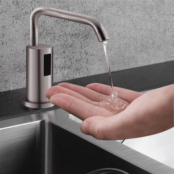 BathSelect Brushed Nickel Florence Automatic Sensor Deck Mounted Commercial Liquid Foam Soap Dispenser