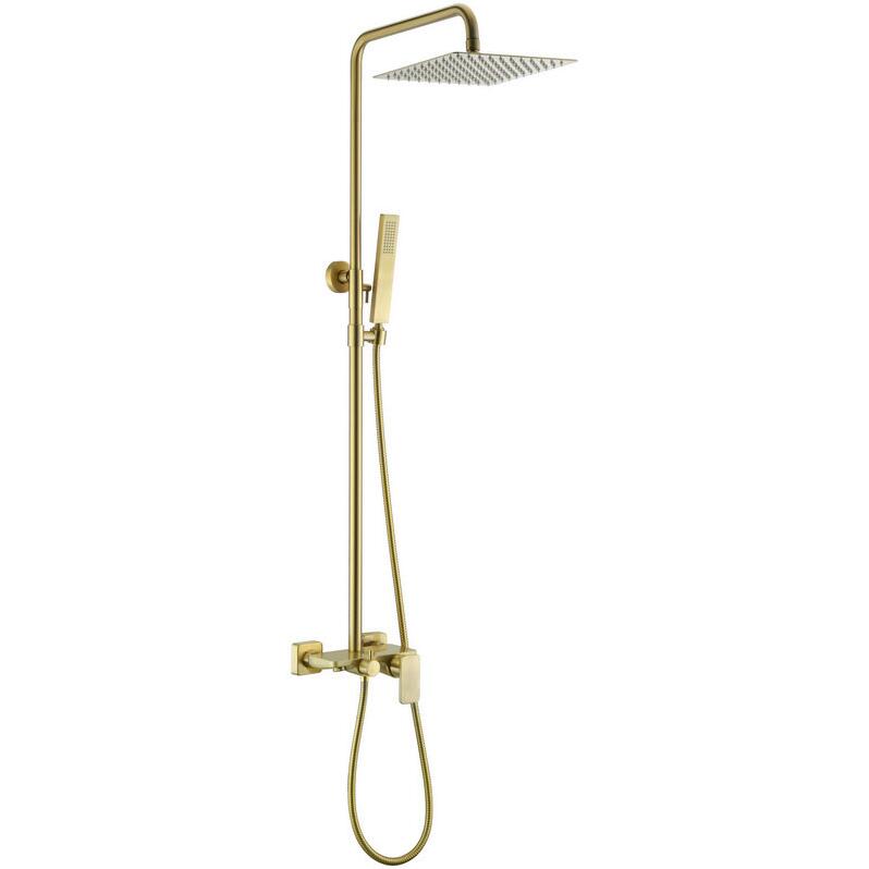 BathSelect Chatou Exposed Brushed Gold Wall Mount Square Rainfall Shower System