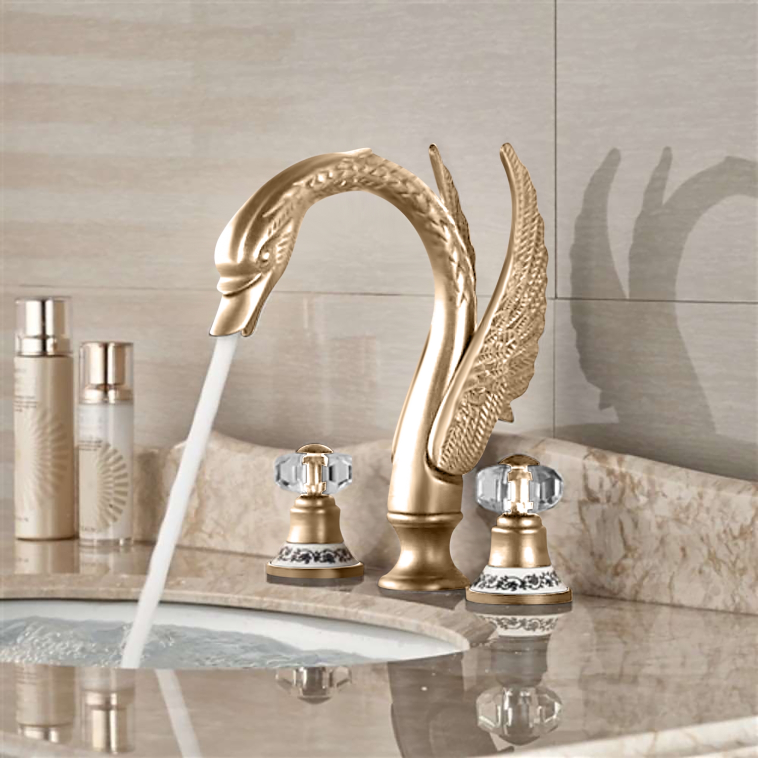 BathSelect Aeron Sync Champagne Faucet With Dual Handles