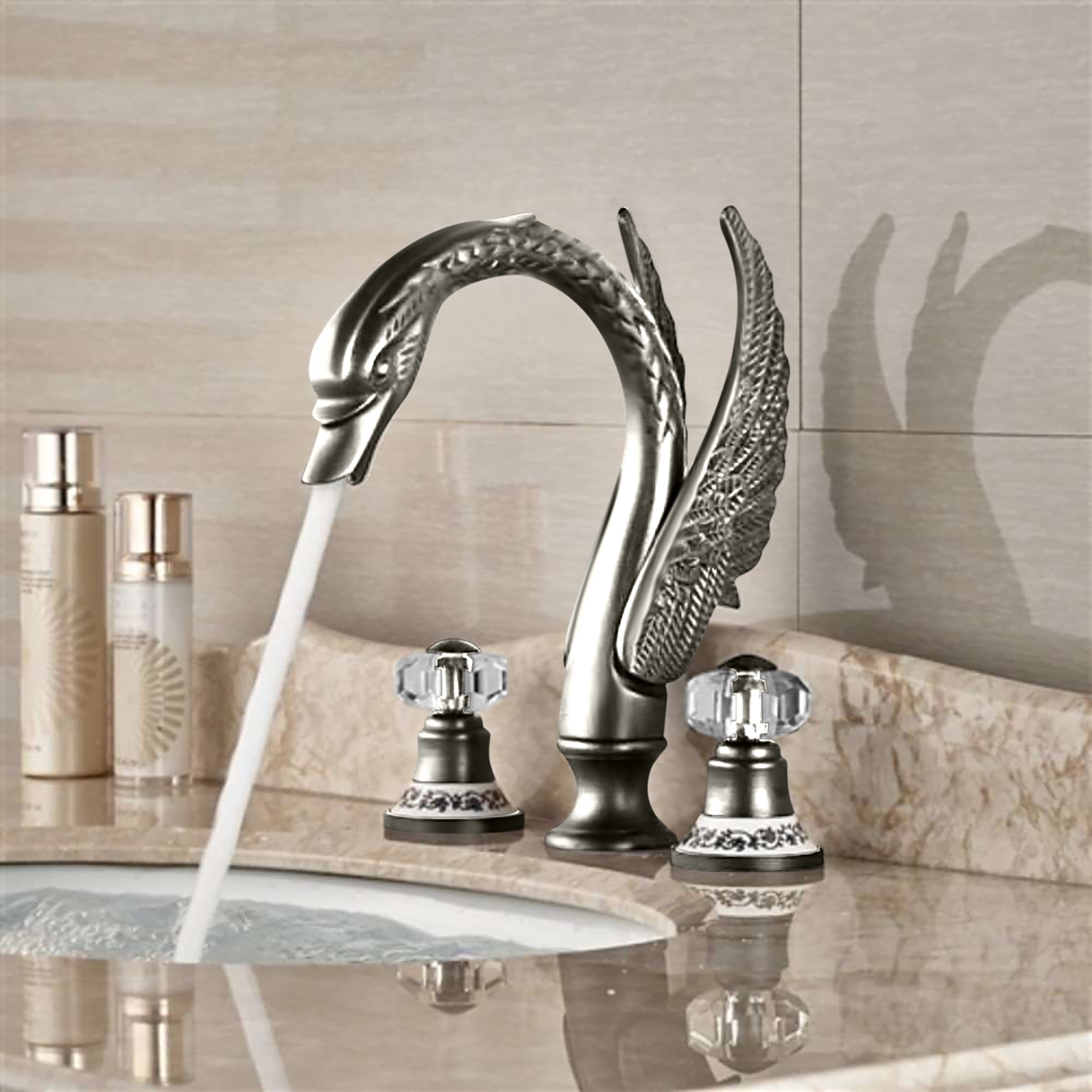 BathSelect Thermiq X Gun Metal Gray Deck Mounted Sink Faucet