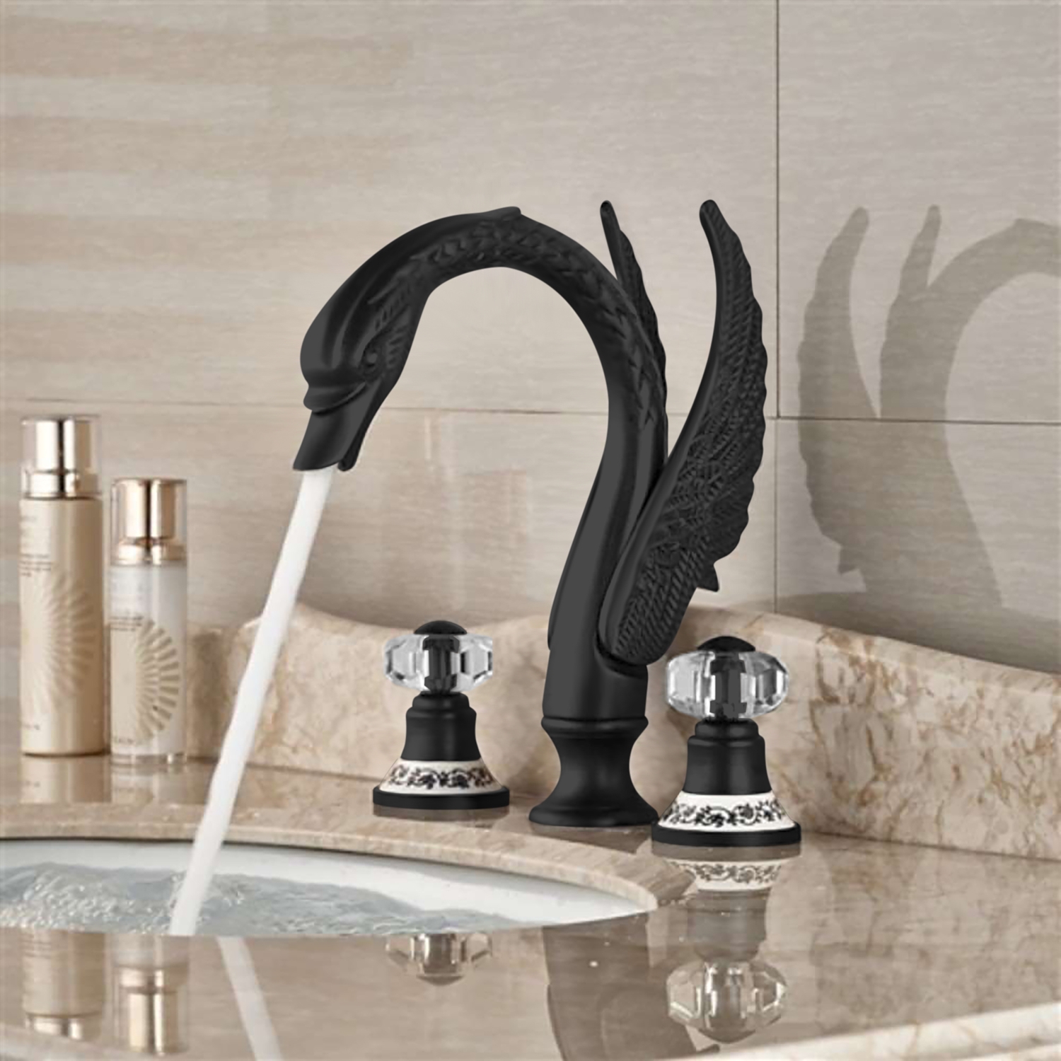BathSelect Roman Swan Matte Black Sink Faucet