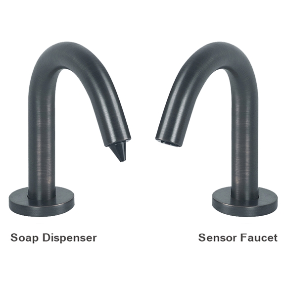 Lenox Goose Neck Dark Oil Rubbed Bronze Finish Dual Automatic Commercial Sensor Faucet And Soap Dispenser