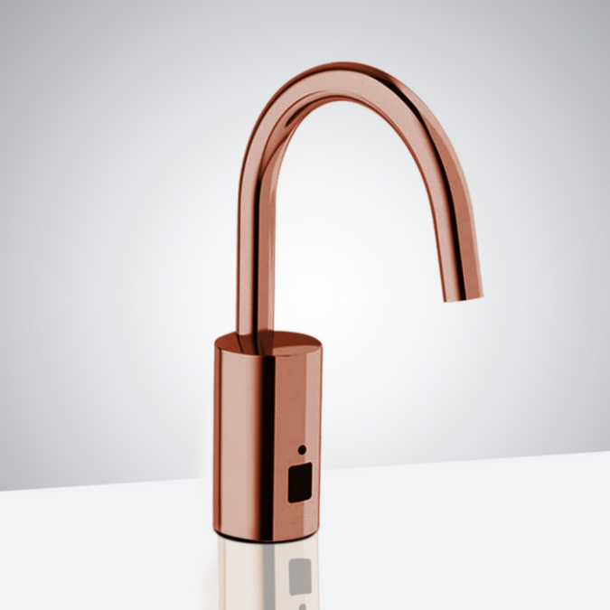 Commercial Hands Free Rose Gold Deck Mount Sensor Faucet