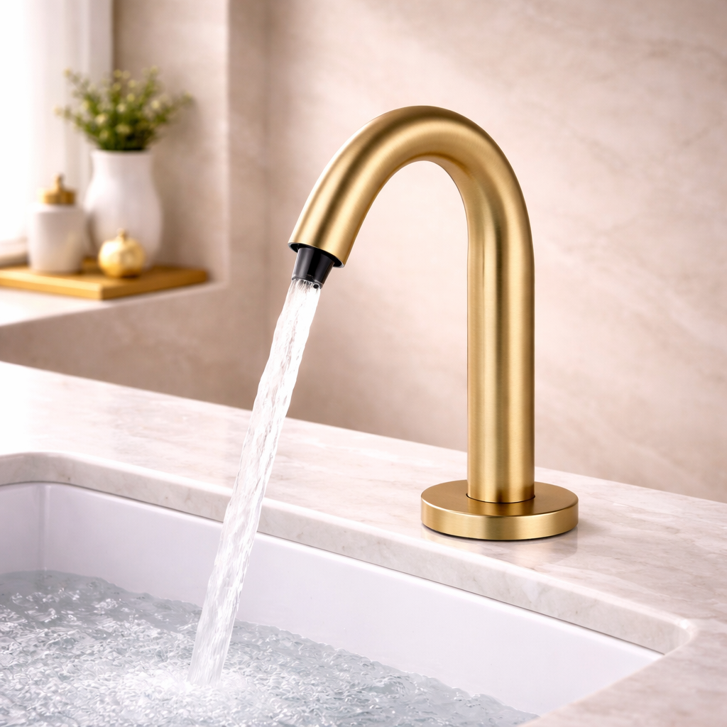 Wella goose neck brushed gold finish commercial automatic soap dispenser