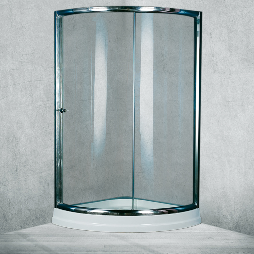 Sector Shape Polished Glass Sliding Door Shower Enclosure