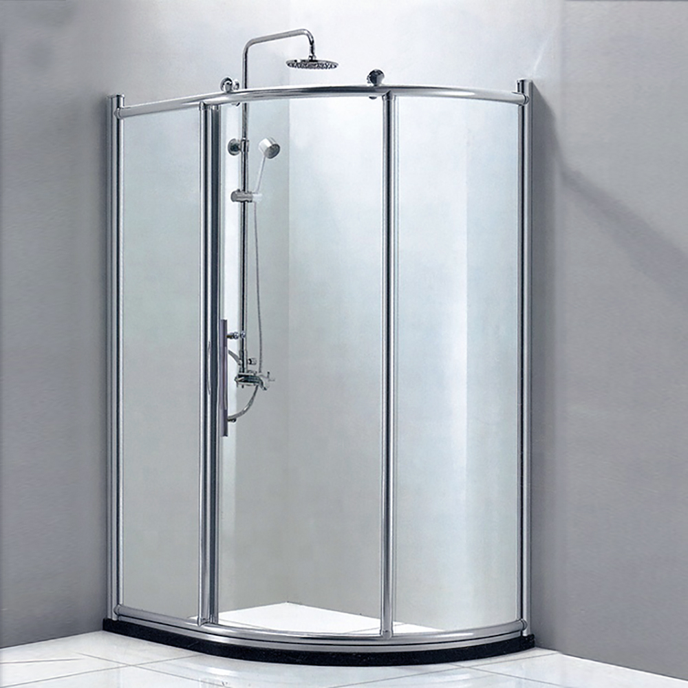 Freestanding Complete Sliding Door Bath Shower Enclosure With Chrome Polished Frame