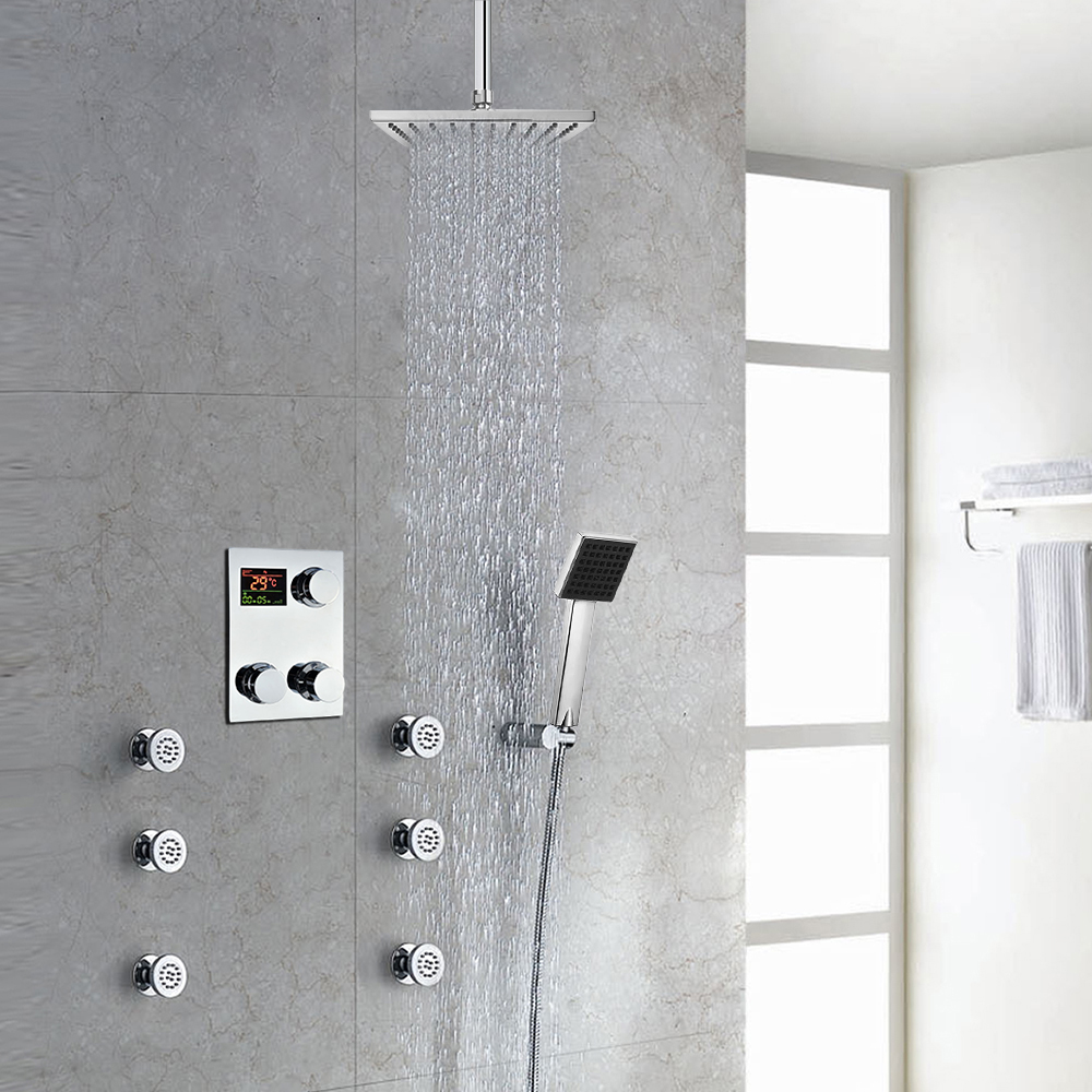 Thermostatic Digital Display Bathroom Rainfall Shower Set
