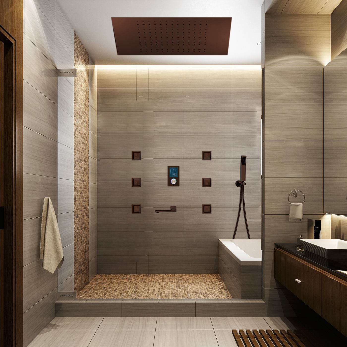 BathSelect Riviera Light Oil Rubbed Bronze 360� Adjustable Body Jets Shower System