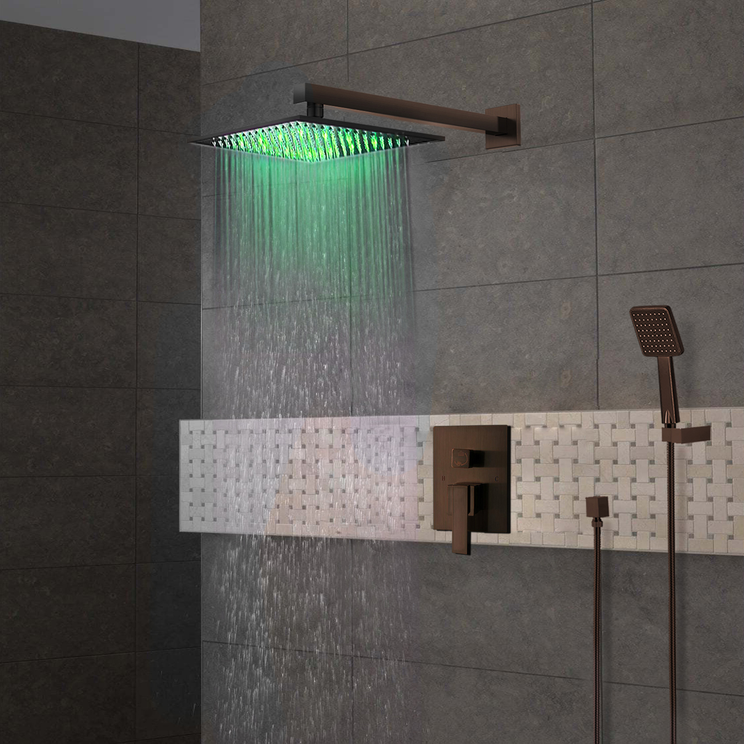 BathSelect Rivera Oil Rubbed Bronze LED Shower Set
