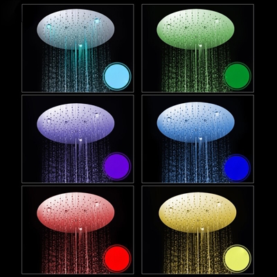 20" MIlan Recessed Stainless Steel Round Color Changing LED Rain Shower Head