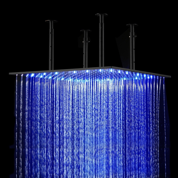 BathSelect 20" by 40" Oil Rubbed Bronze Square Color Changing LED Rain Shower Head