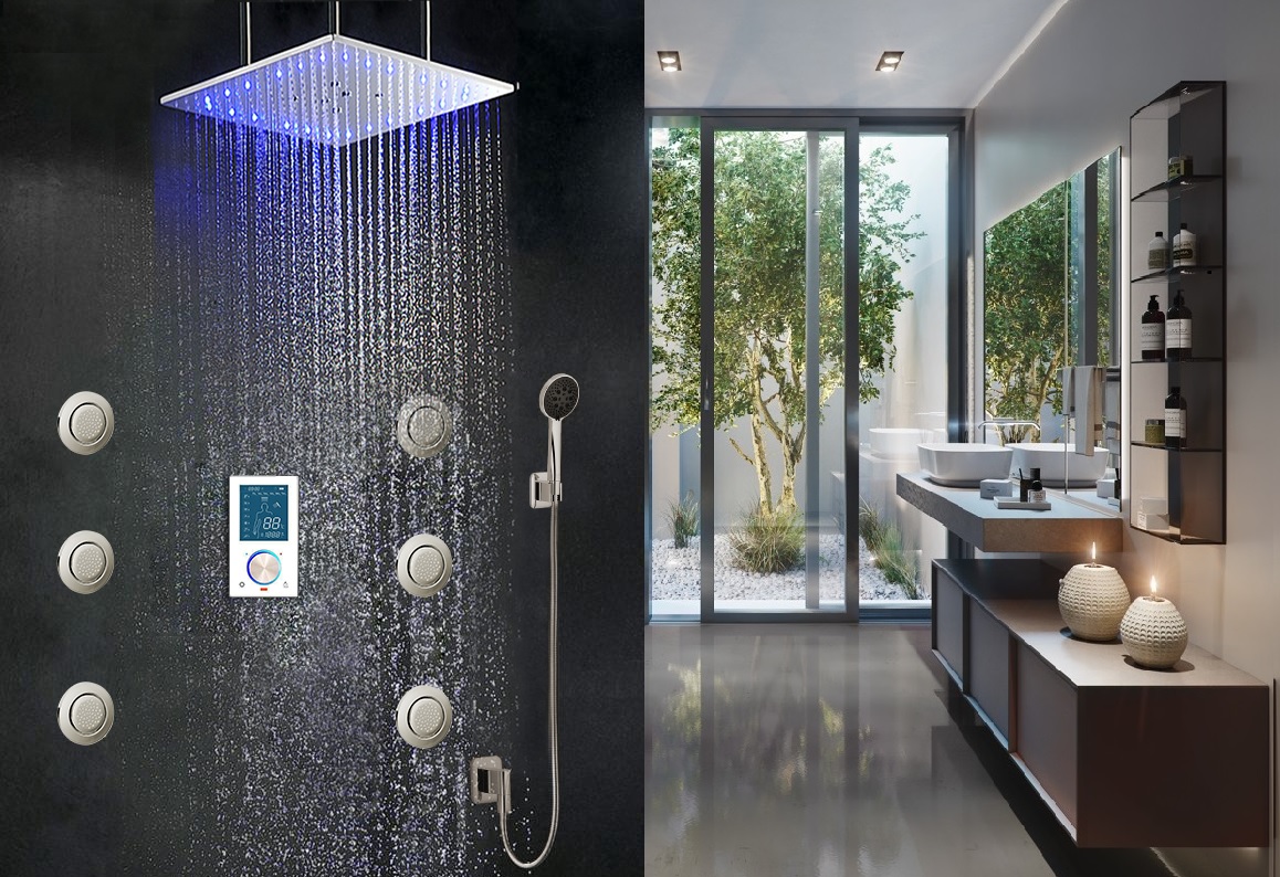 BathSelect 40" Monarc LED Shower Set, Complete with Mixer and Body Jets
