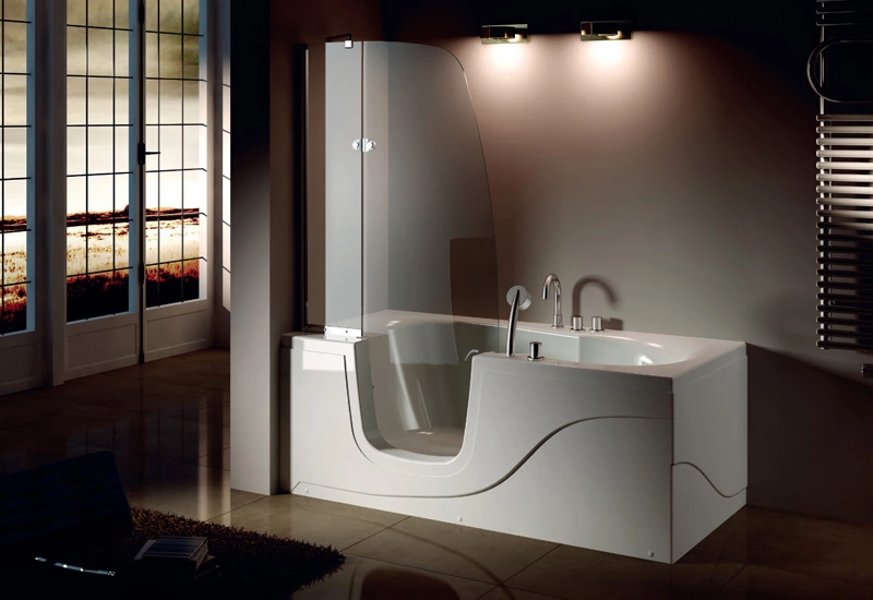 BathSelect Cairo Acrylic Freestanding Walk-in Glass Door Tub
