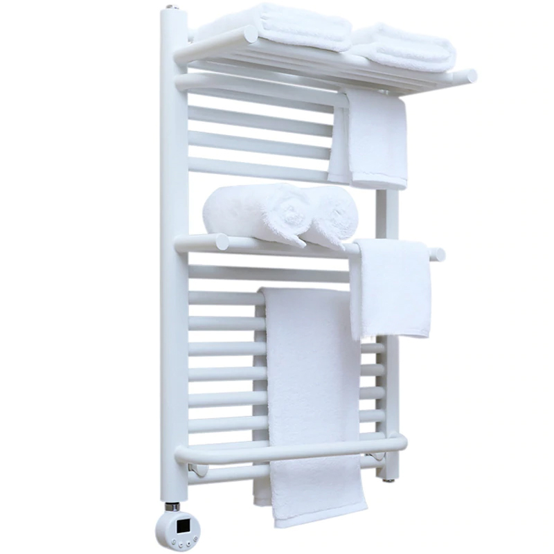 BathSelect Double Layer Electric Heating Towel Warmer With Intelligent Temperature Control In White Finish