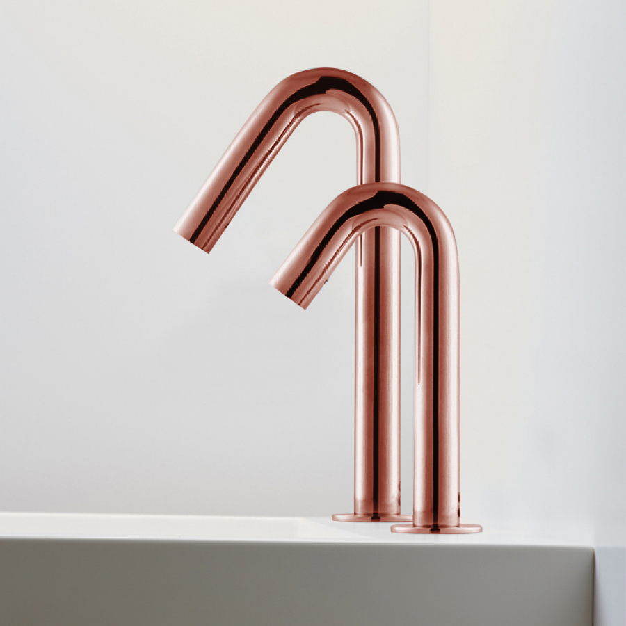 BathSelect Goose Neck Rose Gold Dual Commercial Automatic Sensor Faucet And Soap Dispenser