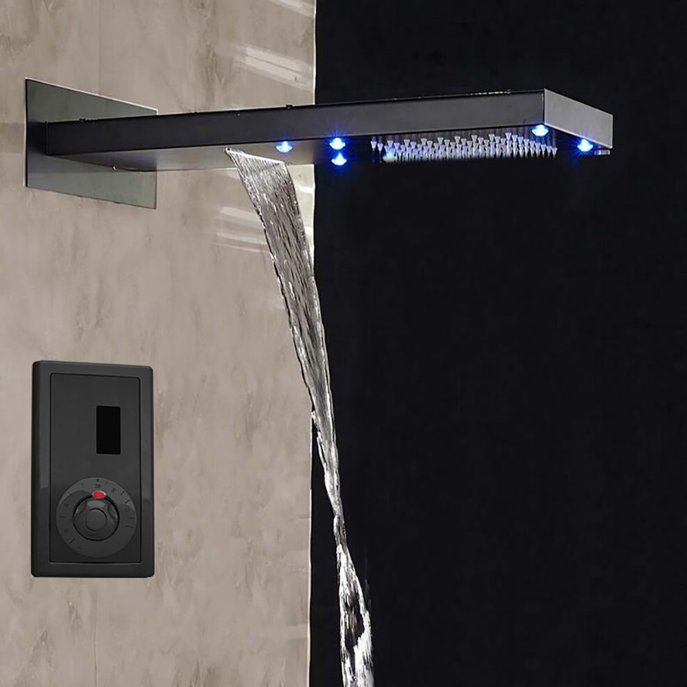 BathSelect Sensor Controlled Automatic LED Dark Oil Rubbed Bronze Waterfall/Rainfall Shower Set