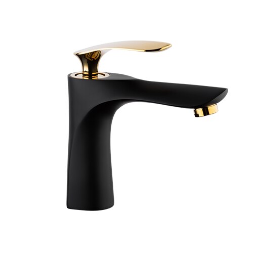 BathSelect Single Handle Long Reach Spout Black & Gold Bathroom Faucet