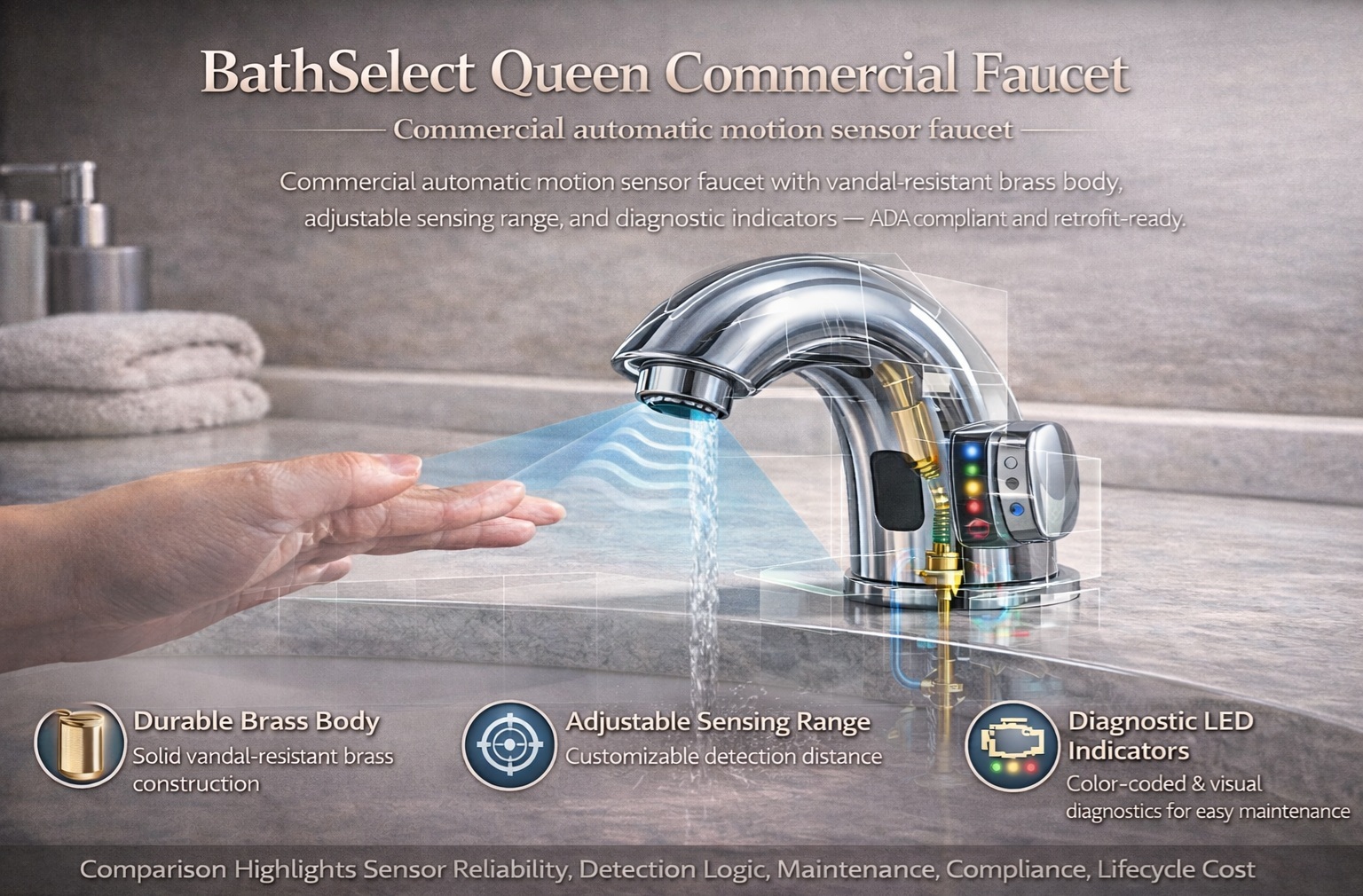BathSelect Queen Commercial Automatic Motion Sensor Faucet
