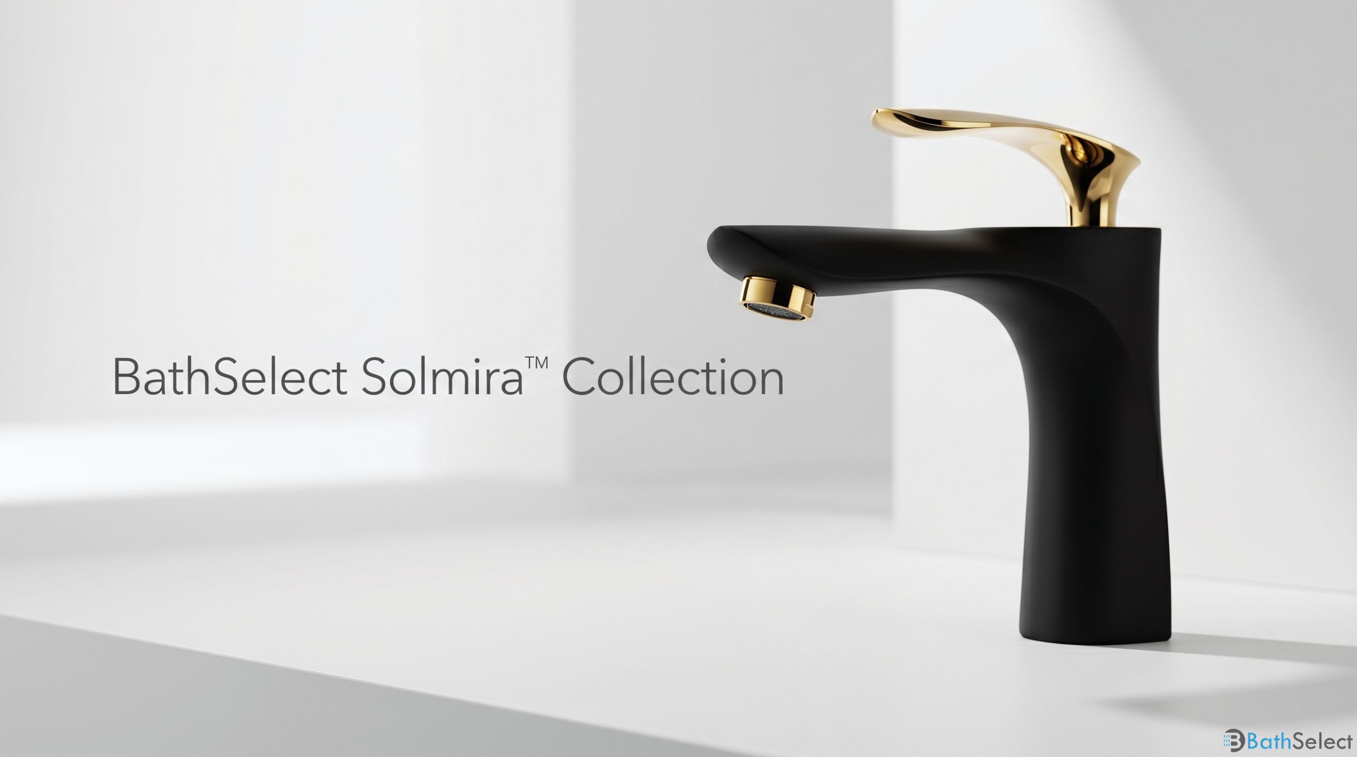 BathSelect Single Handle Long Reach Spout Black and Gold Bathroom Faucet