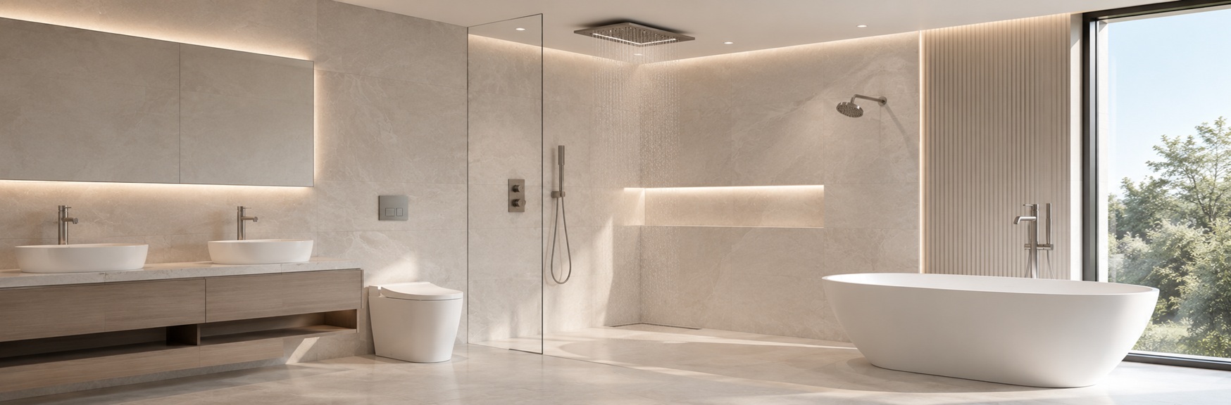 BathSelect luxury bathroom fixtures including toilets, smart mirrors, bathroom tiles and coordinated bath products