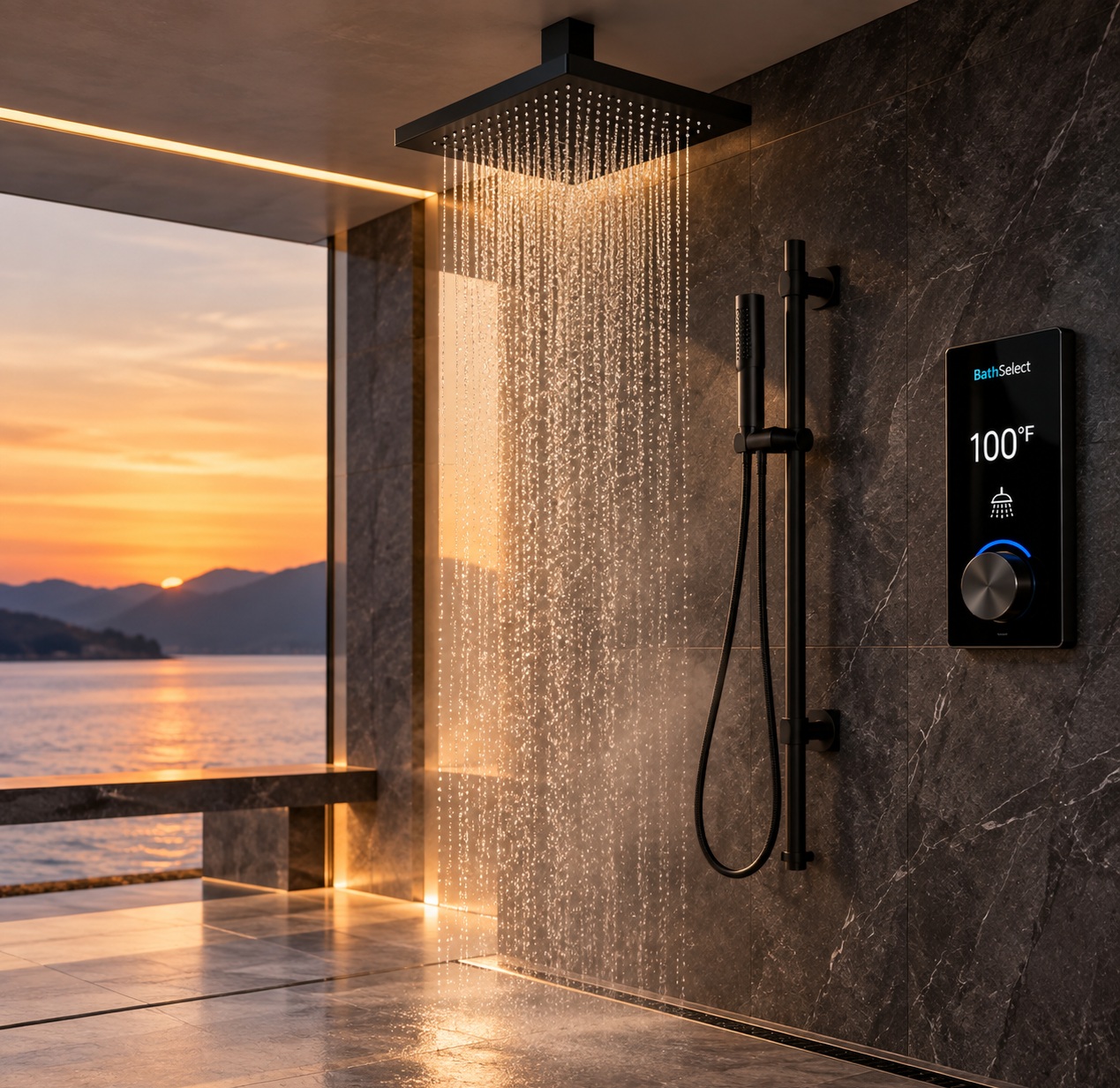 BathSelect black digital shower system