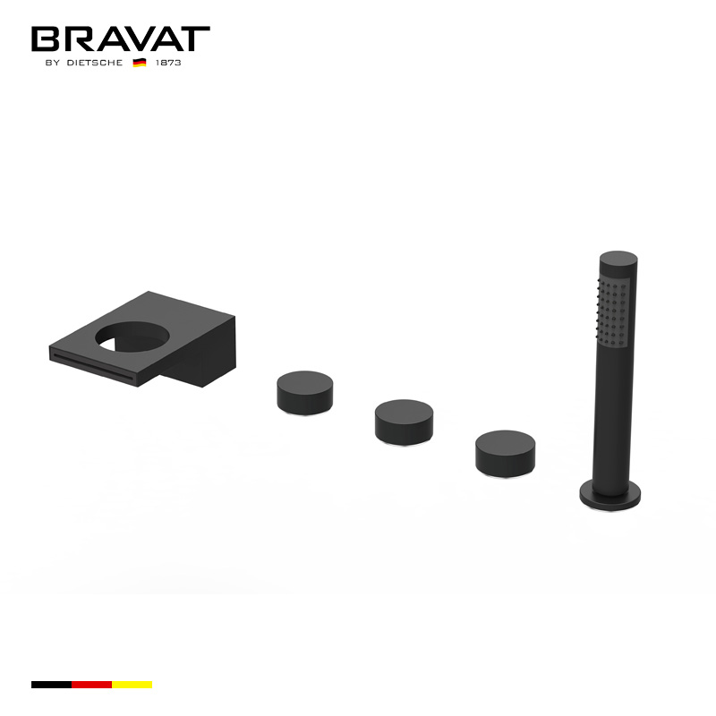 Bravat Oil Rubbed Bronze Finish Deck Mount Faucet With Hand Held Shower