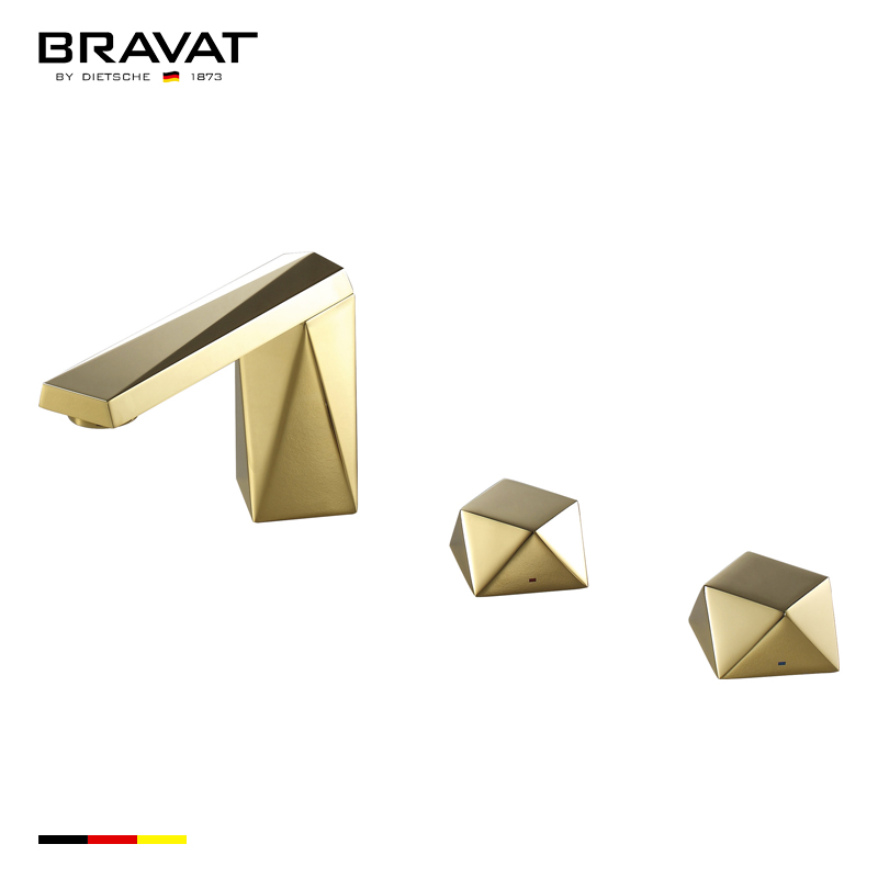 Bravat Solid Brass Gold Finish Bathroom Faucet