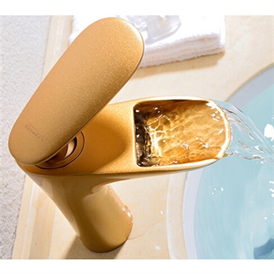 Brio Gold Bathroom Water Fall Faucet - Brass Material Single Lever Hot and Cold