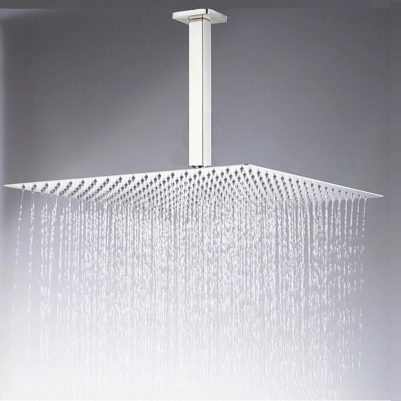 Brushed Golden Rainfall Shower Head Bathroom 8/10/12" Ultrathin Style Top 