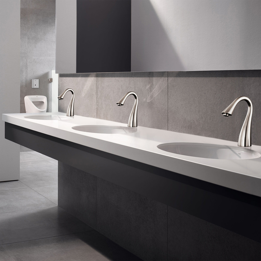 Hotel-Brushed-Nickel-Finish-Touchless-Faucets