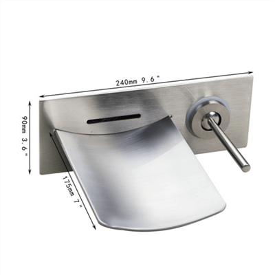 Contemporary Wall Mount LED Water Fall Nickle Brushed Solid Brass Faucet