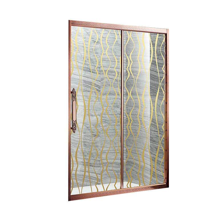 Designer Glass Aluminium Framed Rose Gold Finish Luxury Sliding Shower Door