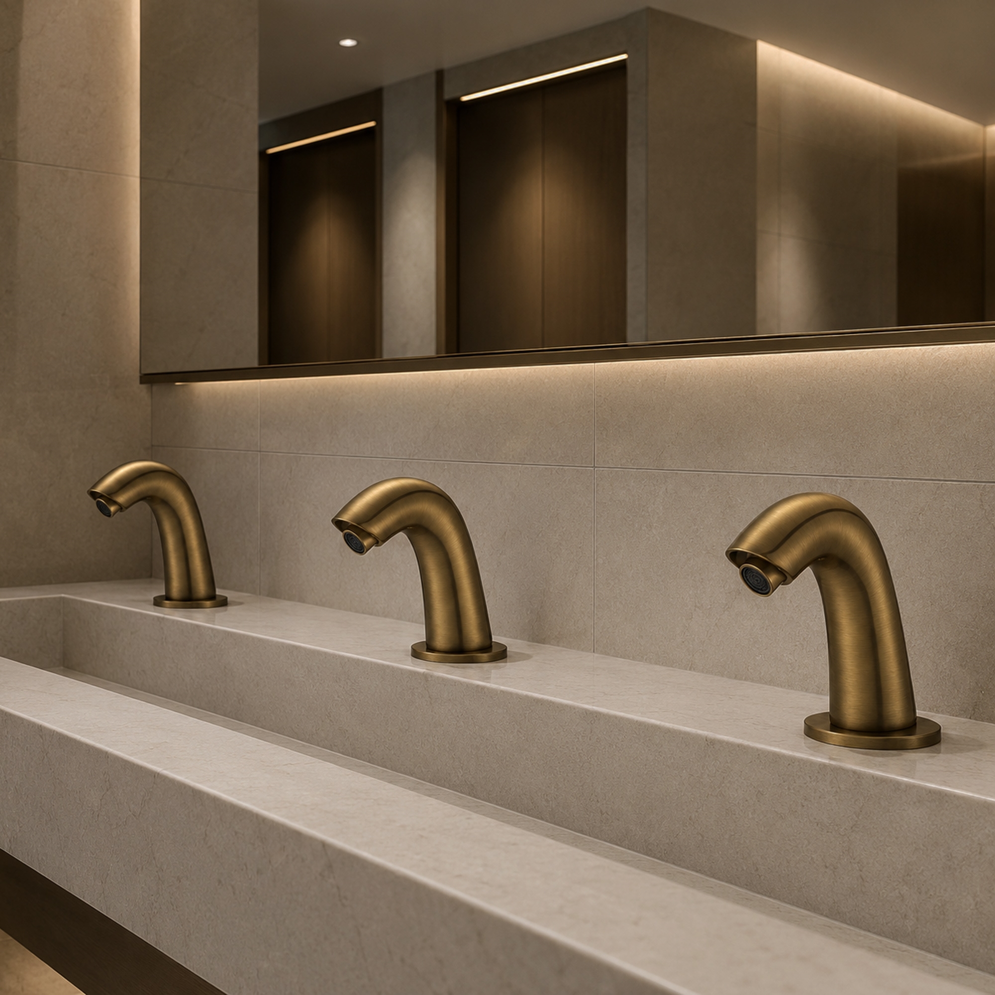 Single lever bathroom sink faucets with accessible operation