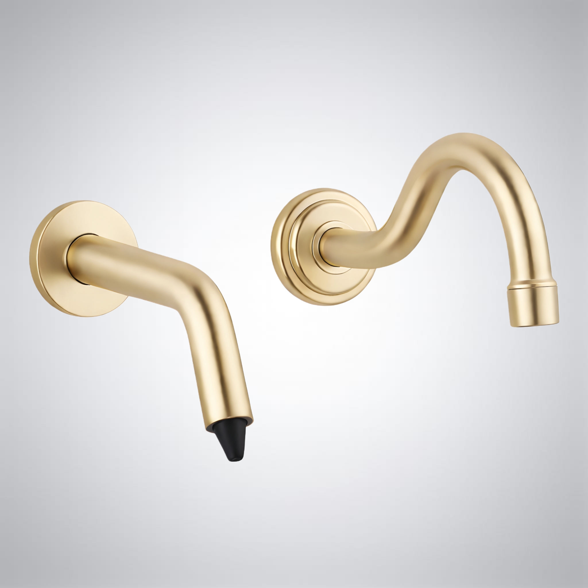 BathSelect Verona brushed gold waterfall motion sensor faucet and automatic soap dispenser