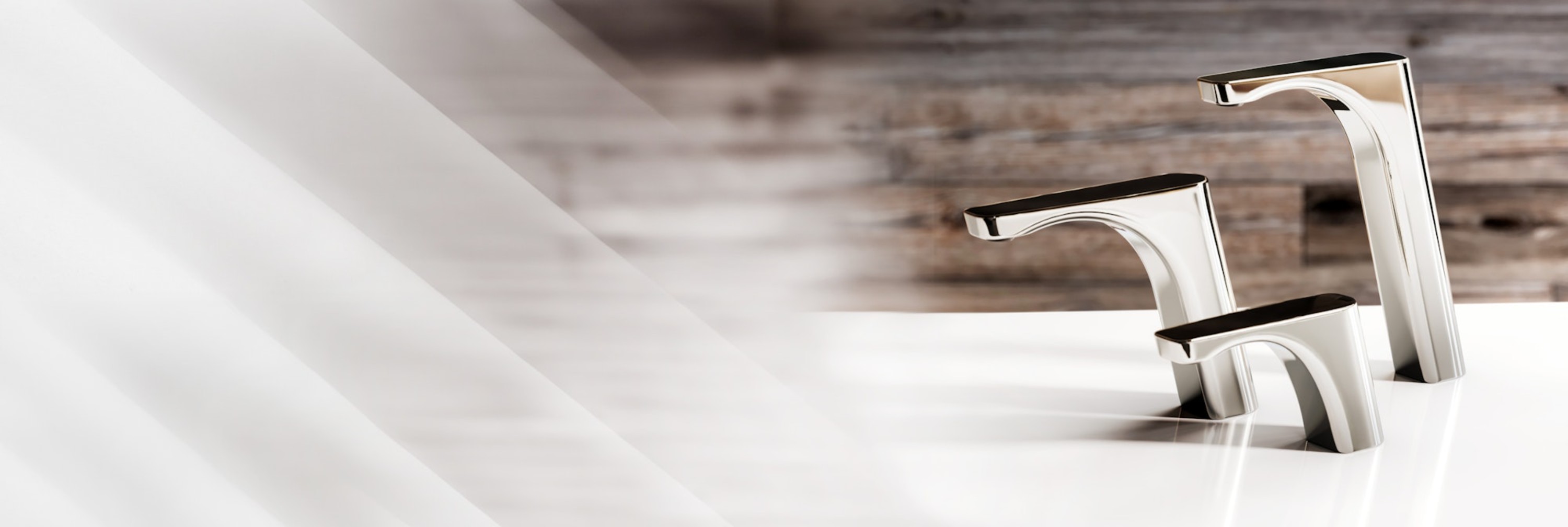 BathSelect� luxury bathroom faucets displayed in a contemporary luxury bathroom setting