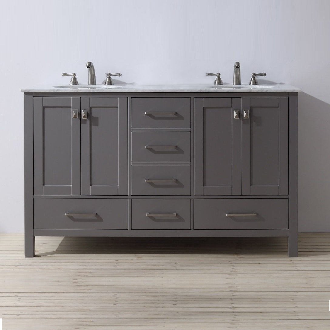 Fvn20 361236gr Oxford 84 Inch Gray Traditional Double Sink