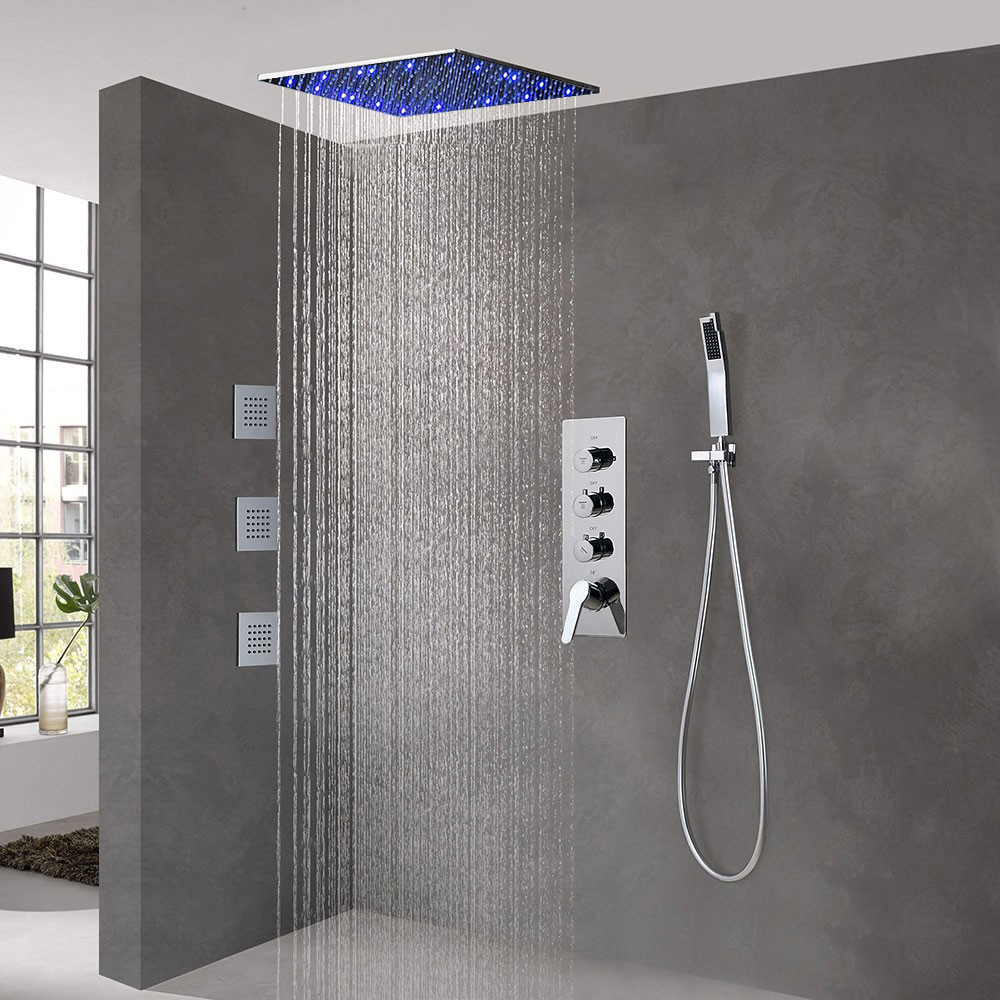 Bathroom Multi Function Shower Panel with Handshower Spary Wall Mount Tap Nickel 