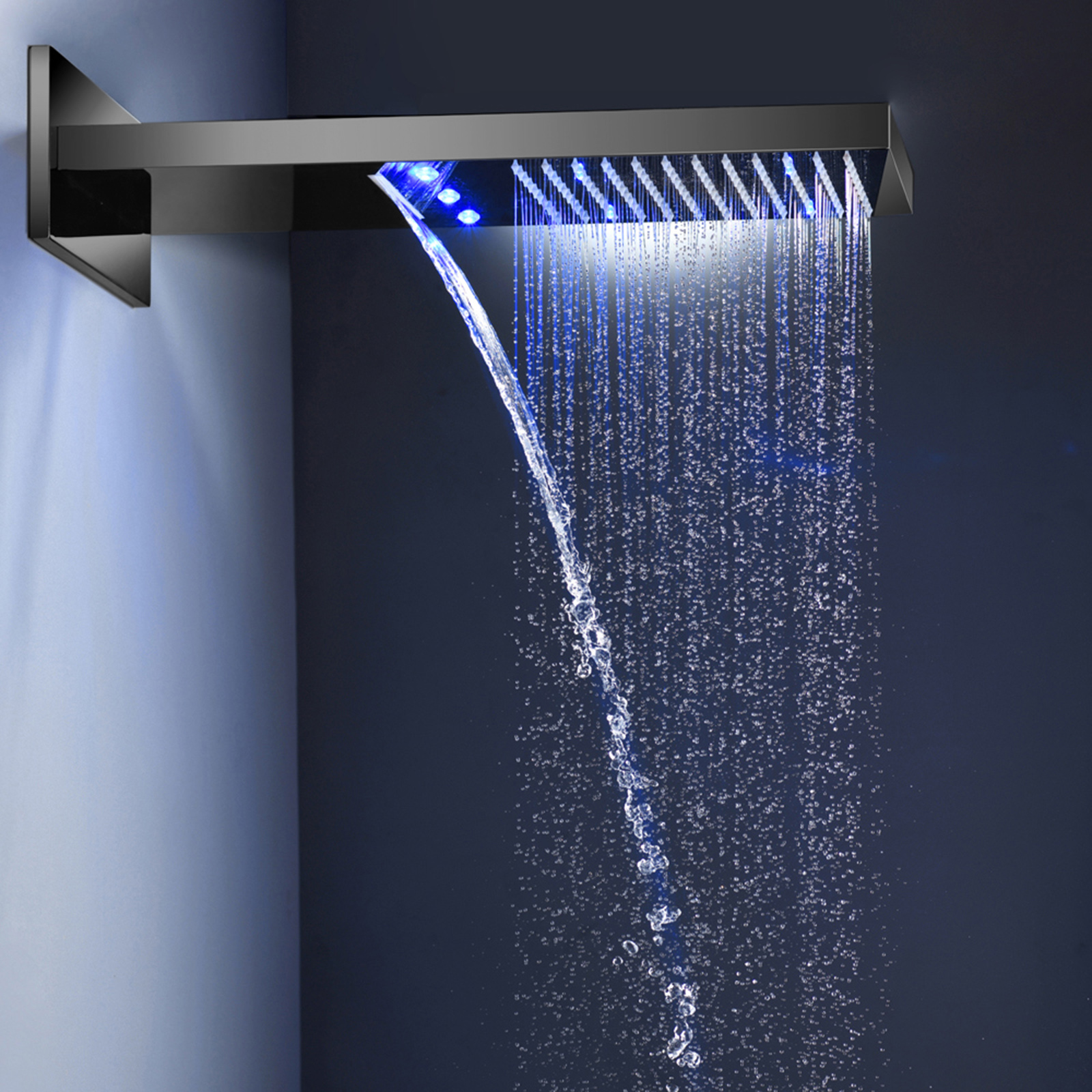 BathSelect LED Dark Oil Rubbed Bronze Waterfall/Rainfall Shower Head