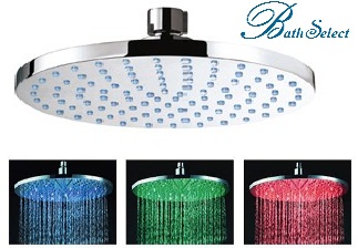 10" Solid Brass Round Color Changing LED Rain Shower Head Available in Chrome, Satin Nickel and Gold finish