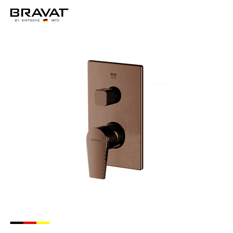 Bravat 2-Way Concealed Wall Mount Shower Valve Mixer In Light Oil Rubbed Bronze Finish