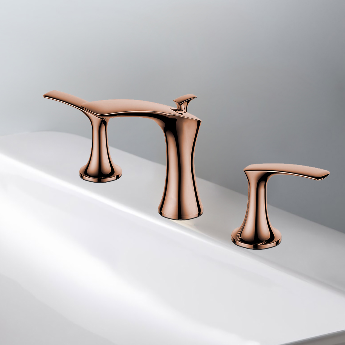 Lumina Solid Brass Luxurious 8 Inch Widespread Bathroom Faucet In Rose Gold Finish